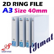 A3 Size 40MM East-File 2D PVC Ring File Filing High Quality White D Ring File (LANDSCAPE)