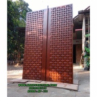 PREMIUM Pintu Kupu Tarung Model Anyaman Bambu Kayu Jati / Pintu Rumah utama