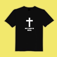 MY GOD IS REAL 十字架 基督教 衣服 T恤 黑T 童裝 純棉 吸濕排汗