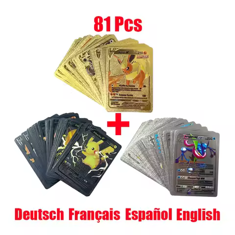 81-15Pcs Pokemon Cards Gold Silver Vmax GX Card Collection Battle Trainer Card Spanish English Frenc