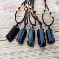 TOHESP Tourmaline Stone Pendant Women Healing Stone Black Gem