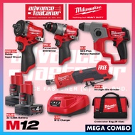 Milwaukee M12 Combo ( CH-0 SDS-Plus Rotary Hammer & FIW2F12-0 Stubby Impact Wrench & FPD-0 Percussio