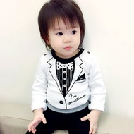 PUREST 小紳士 西裝 白色 長袖 嬰兒 新生兒 包屁連身衣