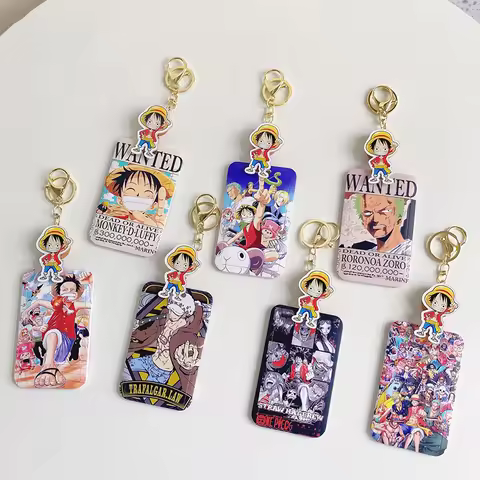 2026/One Piece Luffy Card Holder Retractable Slide Card Sleeve Anime ID Bus Key Campus Card Protecto