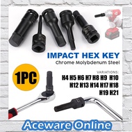 CR-MO Steel 1/2" DR Hex Drive Bit Impact Hex Bit Impact Hex Key H4-H19 4MM 5MM 6MM 8MM 9MM 10MM 12MM