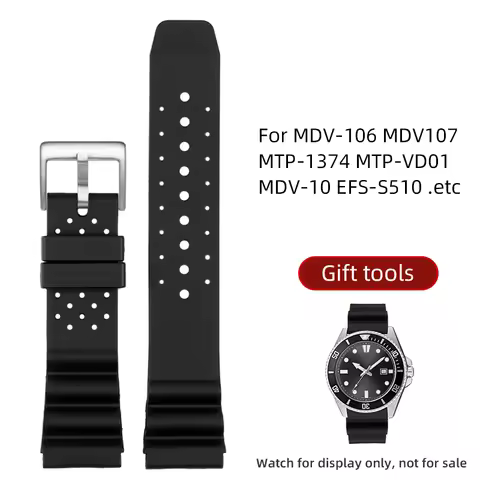 For Casio Marlin MDV-106 Duro MDv107 MTP-1374 MTP-VD01 MDV-10 EFS-S510 rubber strap 22mm Soft Silico