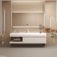 Creamy Style Bathroom Cabinet Vanity Cabinet Set Wash Basin Minimalist Toilet Mirror Cabinet 60cm/70