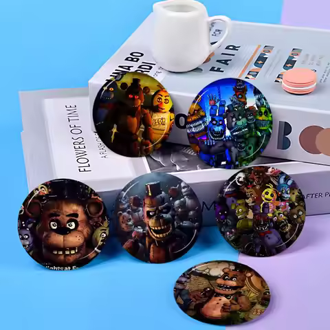 Fnaf Five-nights-At-Freddys Creative Pins Funny Faces Round Snap-in Brooch Badge Backpack Hat Access