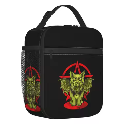 Funny Satanic Cathulhu Cat Cthulhu Insulated Lunch Bags for Outdoor Picnic Portable Thermal Cooler B