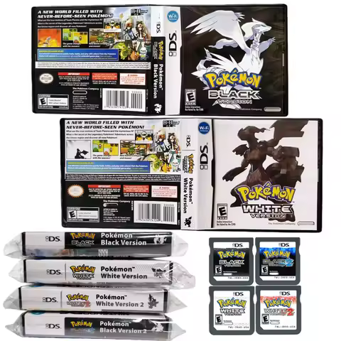 Pokemon NDS Game Card Pokemon Black White 1 2 Boxed DS Games Cartridge Video Game Console Card USA E