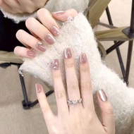 Nhựa Móng Tay Ice Fairy Pink Eye Swarovski Crystal Short White Bé Gái Heart Wear Beauty Nail Art Gen