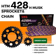 428HD-132L HTM SMS 428H MUSK CHAIN WAVE125 FUTURE WAVE110 DASH ALPHA SPROCKET SET PURPLE CHAIN & SPR
