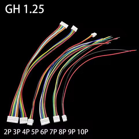10Pcs Micro JST GH 1.25 2P 3P 4P 5P 6P 7P 8P 9P 10Pin Male Plug Single/Double Connector With Wire Ca