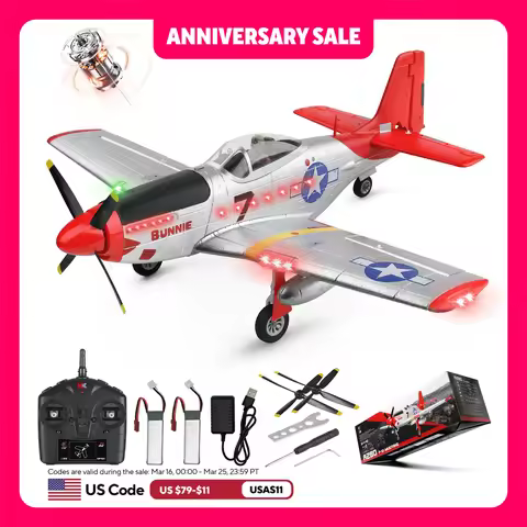 WLtoys XK A280 RC plane,P51 Mustang 4-CH RC Airplane with Lights,6G/3D Brushless Remote Control Airp