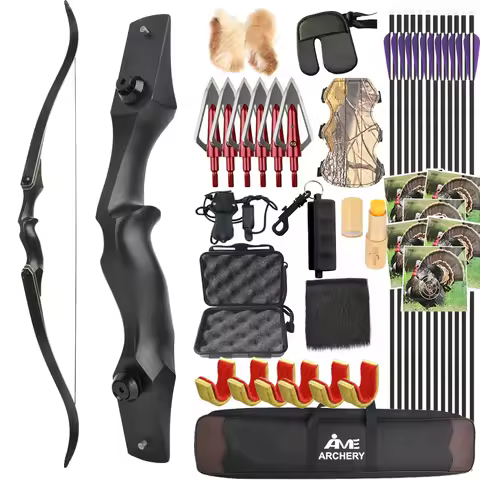 55/60 Lbs Archery Recurve Bow 60 Inch Black Hunting Bow 15" Magnesium Alloy Handle Bow Arrow Target 
