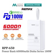 REMAX RPP-650 POWER BANK DINBA SERIES 60000MAH PD 100W PD+QC PORTABLE FAST CHARGING CAMPING POWERBAN