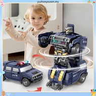 Auto Transformation Robot Toy Car Electronic Rotating Police Car Toy Light Musical Deformed Car Toys