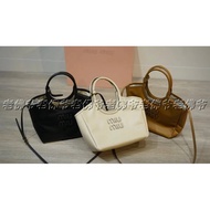 Light Luxury Original Single MIUMIU Tote Bag Embossed Lettering Logo Solid Color 5BA284-2DDJ-F0K74-V