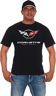 JH DESIGN GROUP Mens Chevy Corvette T-Shirt C5 Series Logo Black Crew Neck Shirt