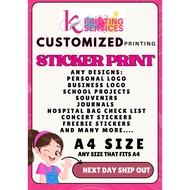 Custom Sticker Prints (A4 | Laminated | Waterproof)