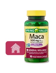 Spring Valley Maca Root 500mg Capsules, Organic Maca Root for Women and Men + STS Sticker.