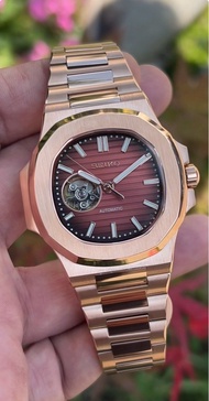 TOP Quality! 精工Seiko Mod Watch Rose Gold GMT 精鋼手錶  原裝NH35機芯 有logo 透明底