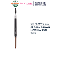 Chì Kẻ Mày Silkygirl 2 Đầu Màu Nâu Đen 02 Dark Brown 0.35g Hi-Definition Brow Liner - 02 Dark Brown