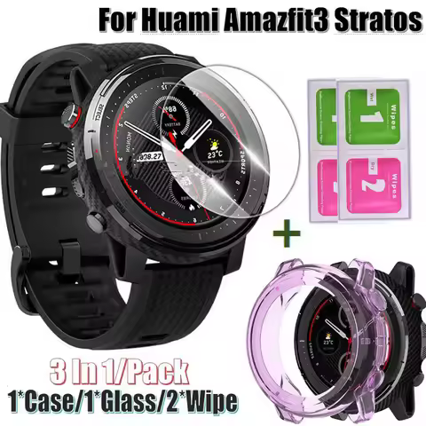TPU Frame For Huami Amazfit3 stratos Watch Cover Replacment Smart Bracelet Bezel screen glass film f