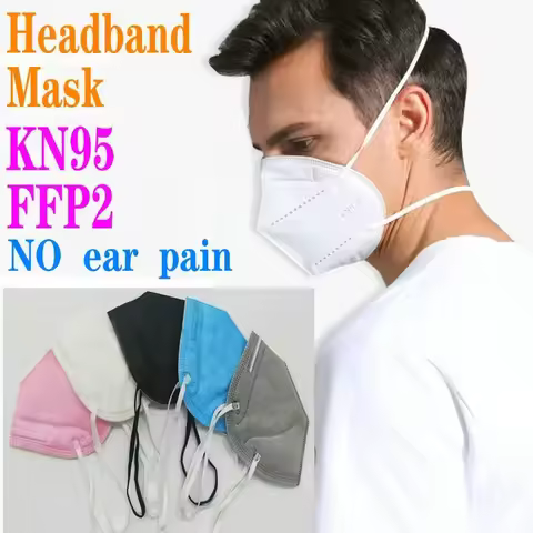 FFP2 headband Mascarillas CE KN95 Mask Black White 5 Layers Face Mask KN95 Filter Respirator mouth M