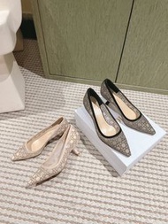 💜全新正品💜Dior迪奥仙女百搭烫钻工艺猫跟跟鞋