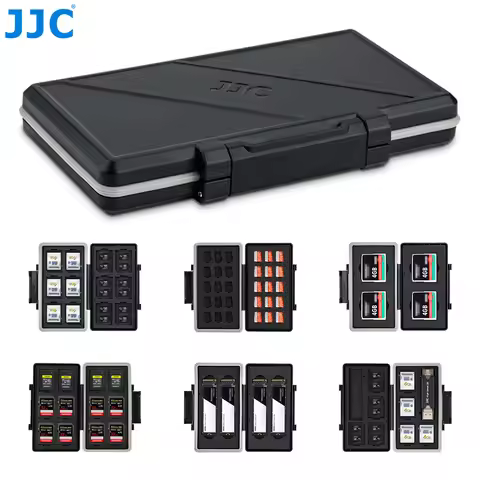 JJC Waterproof Memory Card Case Holder Container SD/MicroSD/Micro SD/TF/CF/CF Type A/XQD/SSD Storage