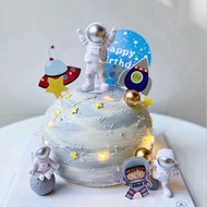 Birthday Cake Decoration Moon Astronaut Spaceship Planet Rocket Decoration Plugin Set