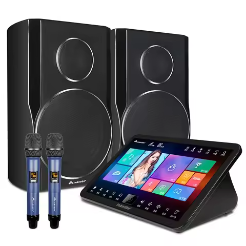 New 15.6" InAndOn Mini Karaoke Player 8TB Black Set Karaoke System Machine Touch Screen Professional