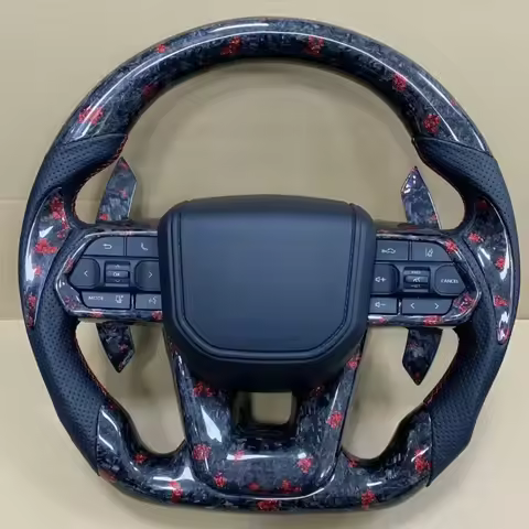 Leather carbon Steering WheelFor Toyota GR LC200 LC300 Prado 120 150 200 LC79 LC70 LC76 Hilux Yaris 