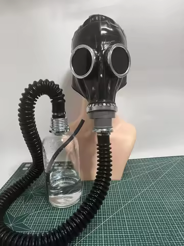 Womens All-Inclusive Fetish Gas Breathing Mask/Bag Set Latex seal up Accessory Mens Cosplay Mask bla