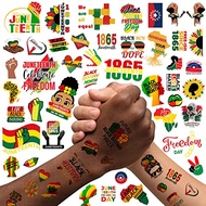 50 Pieces Juneteenth Decorations Temporary Tattoos for Kids Adults, June 19 1865 African American Em