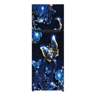 2-door Refrigerator Sticker With Various Floral And Butterfly Motifs
