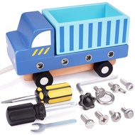 Kids Montessori Car Screwdriver Board Set,13 Pcs Wooden Busy truck Board Wooden Pull Toy Toddler Act