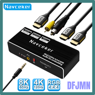 DFJMN Navceker 8K 60Hz HDMI Audio Extractor 4K 120Hz RGB 4:4:4 HDMI 2,1 Audio Splitter Converter 7,1 dolby Atmos De-embed für PS5 XBox BDDSH