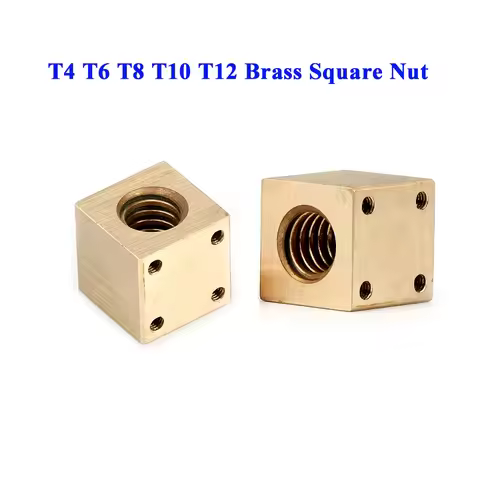 1/2PCS T4 T6 T8 T10 T12 Brass Square Nut Trapezoidal Screw Rod Trapezoidal Thread Screw Square Coppe