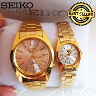 Seiko 5 Automatic 21 Jewels Silver Dial Gold Stainless Steel Watch For Couple