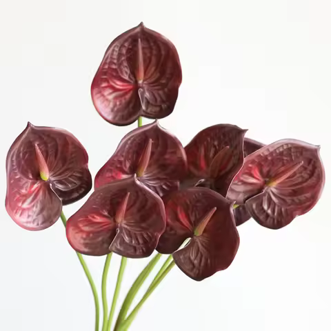 23.6" Real Touch Fake Burgundy Anthurium, Artificial Flowers, DIY Centerpieces/Floral/Wedding/Occasi