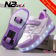 [NBGAGA ] [COD & Ready Stock Size 29-40】2024 Kick Roller Shoes for Kids & Adults Light Led Kick Roll