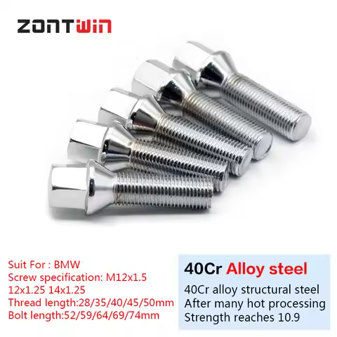 16/20Pieces Car Alloy Wheel Nuts Bolts Screws E90/92/93 E46 3 5 6 7series Lengthen 28/35/40/45/50mm 