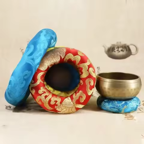 Eulogy Bowl Cushion Silk Brocade Hand Embroidered Tone Bowl Cushion For Tibetan Singing Bowl In Nepa