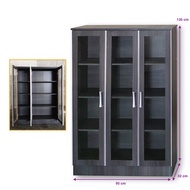 ROAM 4.5ft 3 Door DIsplay Cabinet Almari Buku 3 Pintu Kaca Storage Cabinet 3 Glass Door Living Room 