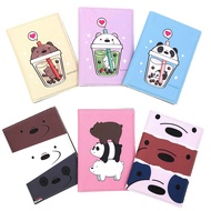 We Bare Bears Creative Milk Tea PU Passport Bag Travel Passport Folder