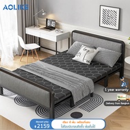 Aolike เตียงนอน 3 5 ฟุต  เตรียงนอน Iron bed เตียงนอนพับได้ เตียง 4 พับ -พร้อมที่นอน(หัวเตียงพร้อมเบาะนุ่ม) มี2แบบให้เลืไม่ต้องประกอบติดตั้ง (one year warranty)