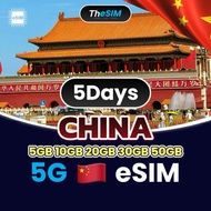 🇨🇳 5G eSIM【CHINA】 5Days High Speed Travel e-SIM Card Data 中国 5GB 10GB 20GB 30GB 50GB (TheSIM)