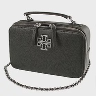 TORY BURCH BRITTEN雙T皮革手提兩用包-黑